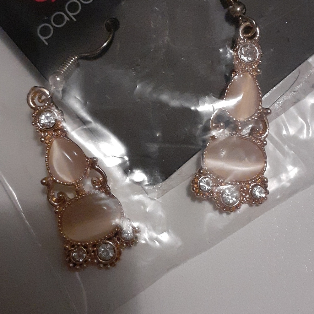 Gold Moonstone Earrings